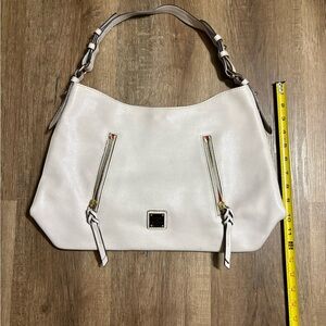 Dooney & Bourke oyster Leather Cooper Shoulder Bag with Gold Accents